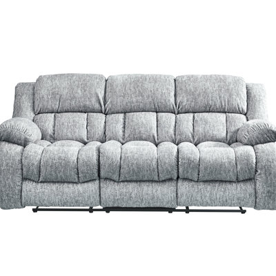 Grey Reclining - 3 Piece, Gray, Attached Cushions, Smooth Gliding Motion 39.33 In. Height, Gray , Wide Padded Arms