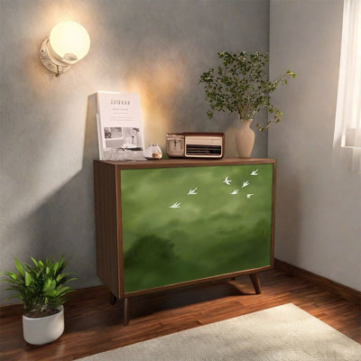 Élégante armoire décorative avec plateau en pin