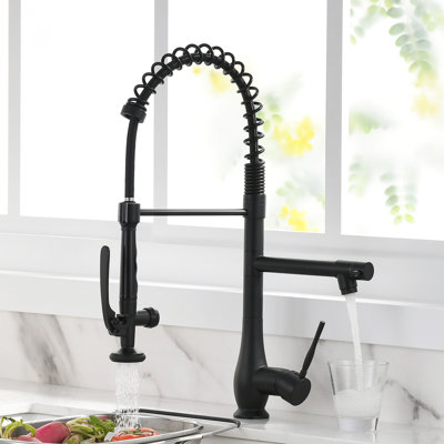 Robinet rétractable d'évier de cuisine haute performance - noir, poignée simple, robinet en céramique, caractéristiques modernes rétractables avancées, innovant