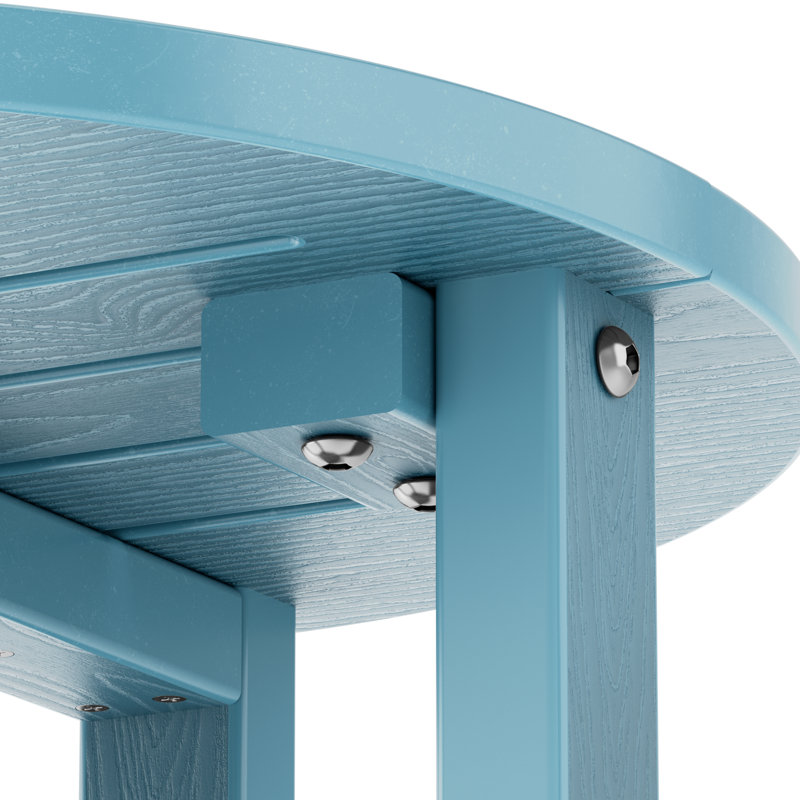 16 Inch Round Outdoor Side Table Adirondack Plastic/Resin Patio Side Table Weather Resistant End Table with Storage Shelf （Set of 2）