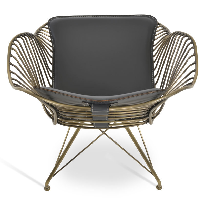 Chaise avec accoudoirs Zebra, Gris clair, Laiton