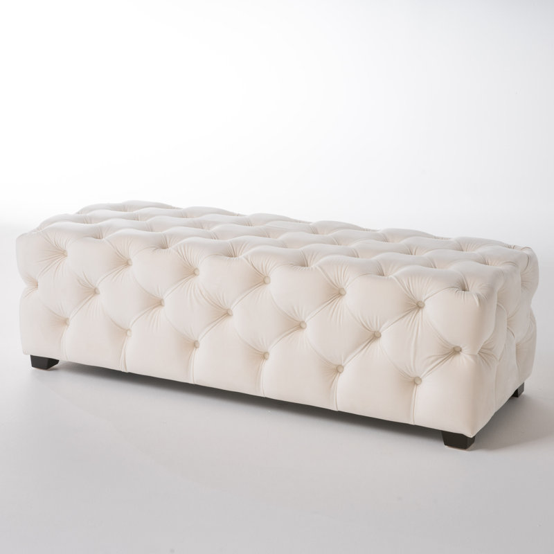 Dannetta Velvet Ottoman, Beige