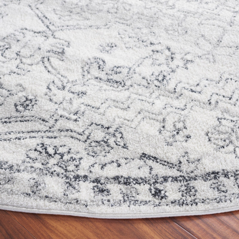 Tapis ivoire / gris Lowrey, Rond 6 pi 7 po