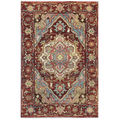 Elegant Wool Oriental Area Rug in Rust