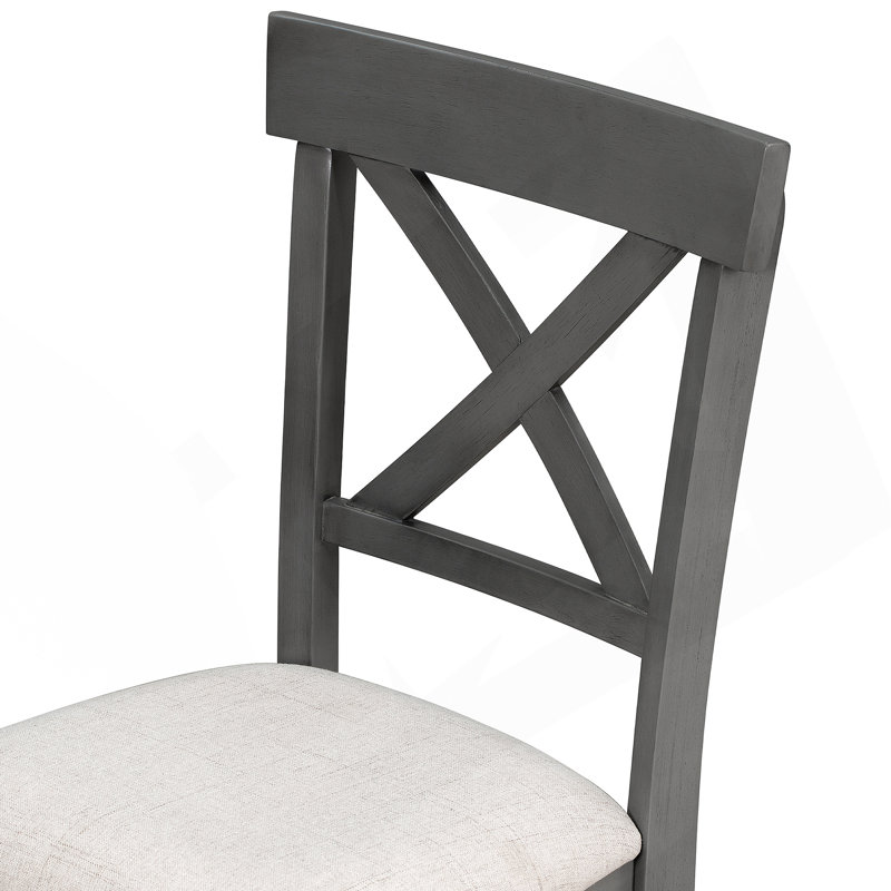 Ensemble de table de salle à manger 6 pièces à hauteur de comptoir avec tablette pour salle à manger, Gris