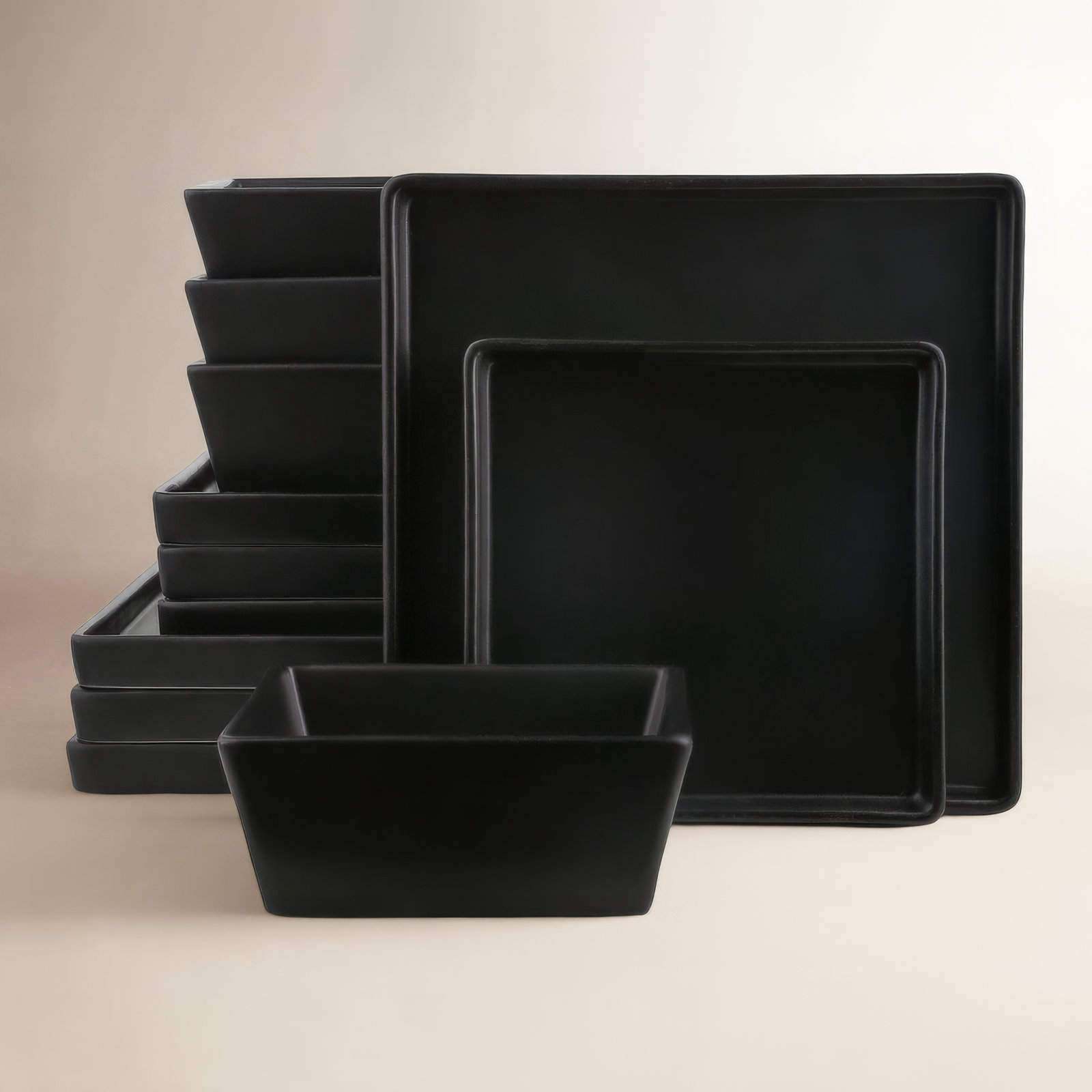 Grace Stoneware Dinnerware Set, Black