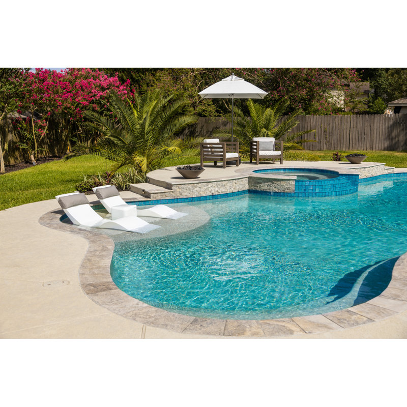 Sunbrella All Weather, Outdoor Pool Chaise Lounger Headrest Pillow, Sun Shelf Chaise Cushion, Adjustable Height, Buckle Secure Strap - Set of 4