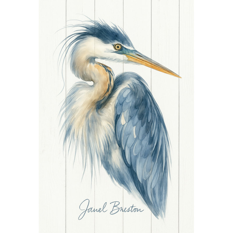 «Blue Heron Majesty», art mural sur toile, H 24 po x l 16 po