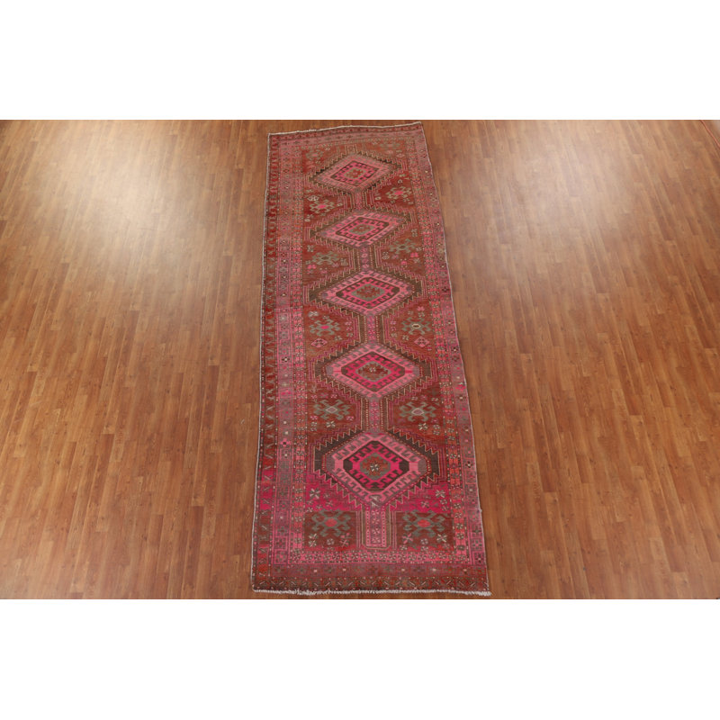 Tapis de couloir traditionnel rouge / rose 5 x 13