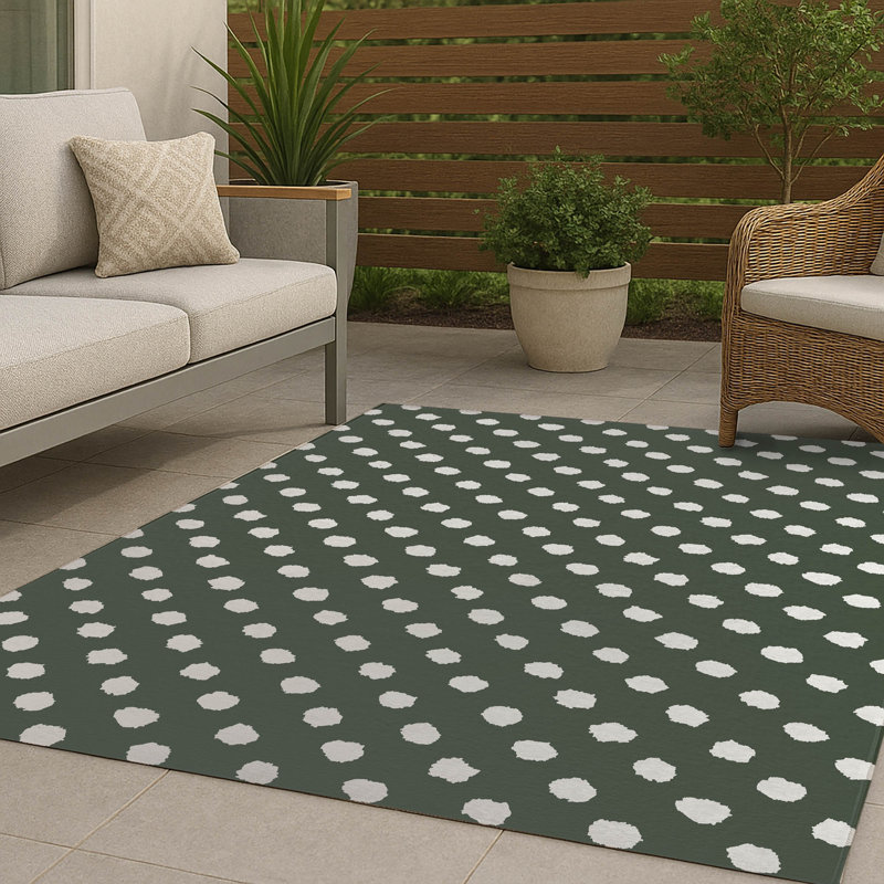 Grunge Dot Non-Slip Outdoor Rug, Rectangle 2' x 3'