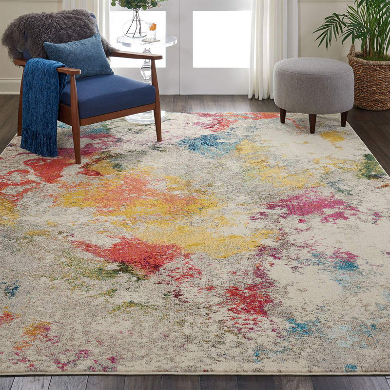 Multi Rug, 6Mm Thick Stain Resistant Graphics Rug, Abstract Modern Rug For Bedroom, & Dining Room, Rectangle 274 x 366 cm