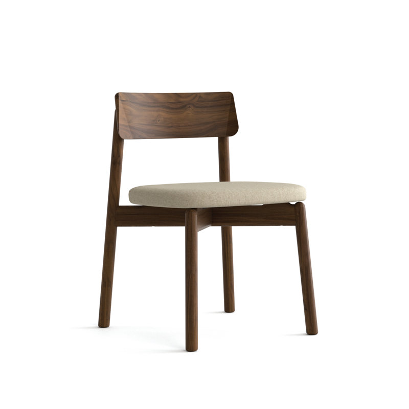 Baton Dining Upholstered Dining Chair, Microsuede Onyx, Seared Oak