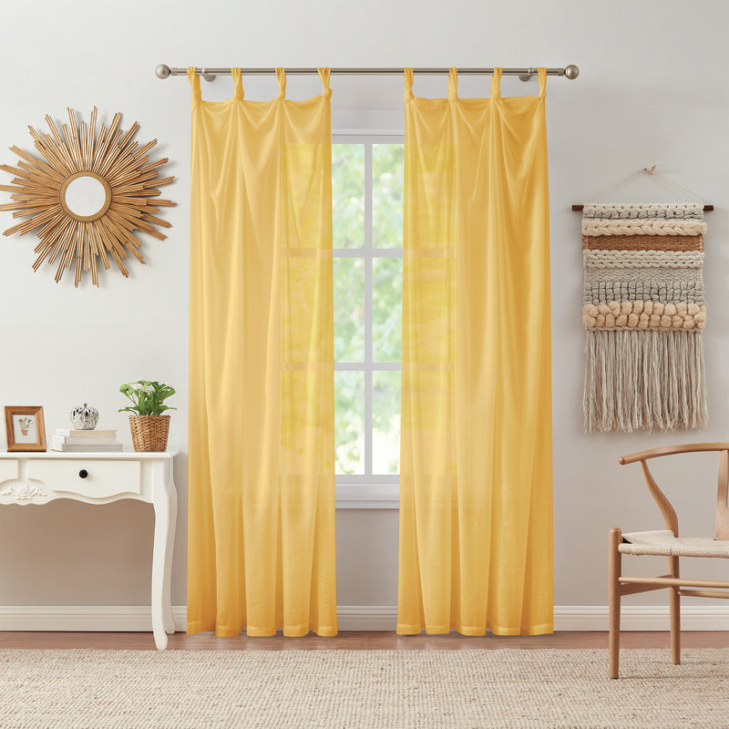 Rideau transparent Mia Gauzy, L 70 po x L 84 po, Jaune