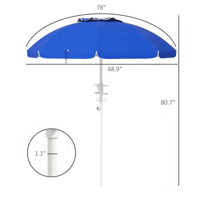 Parasol de plage portatif Outsunny