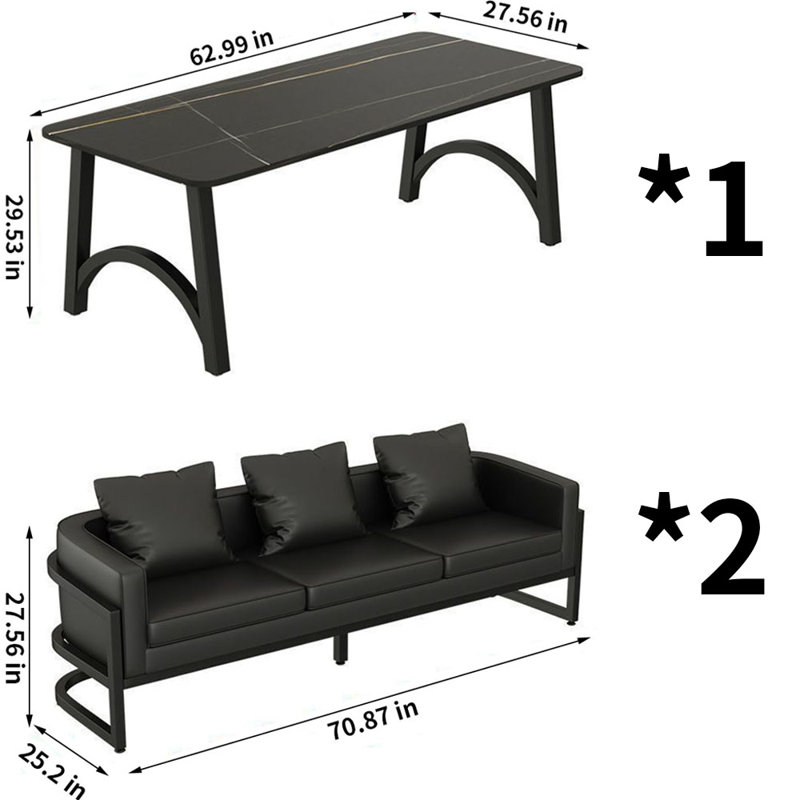 Ensemble de salle à manger Mauren, H 29,53 po x L 62,99 po x l 27,56 po