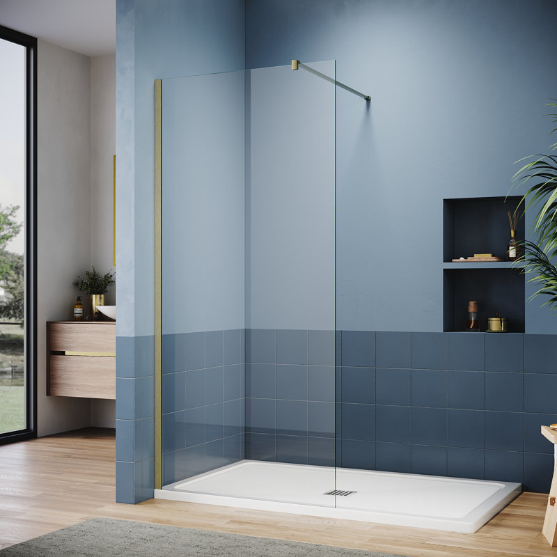 190mm H Frameless Walk In Glass Screens with Clear Glass, 190mm H x 80mm W