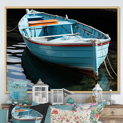 Bateau de pêche bleu et rouge - Bateau de pêche, art mural