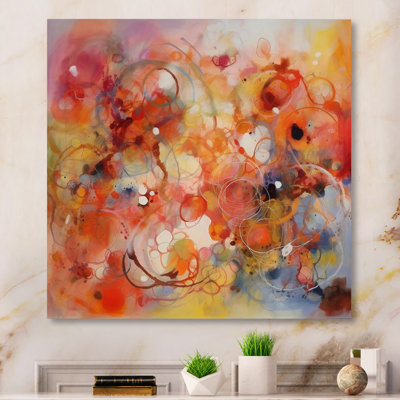 Orange Red Marbled Dreamscape II - Modern Geometric Canvas Wall Art