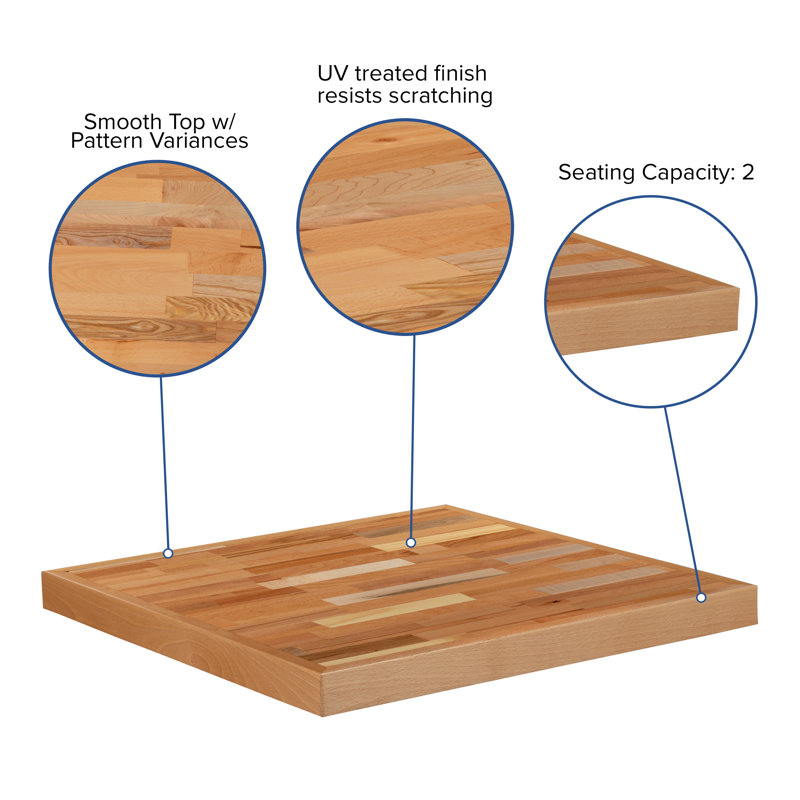 Eco-Friendly Solid Wood Butcher Block Style 24" Square Table Top