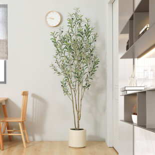 Altman Faux Olive Tree with White Planter