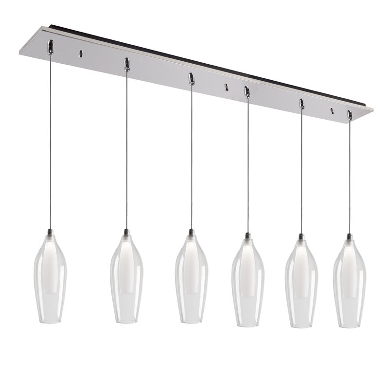Luminaire suspendu chromé 6 lumières Victoria, Six lumières, 17 W