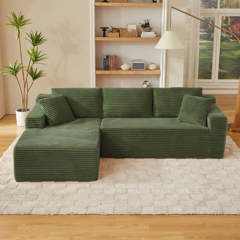 Canapé modulaire en L avec siège profond et sans assemblage requis, Vert