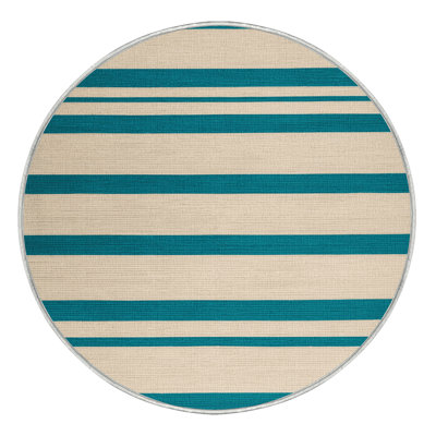Tapis beige à rayures horizontales lavable à la machine
