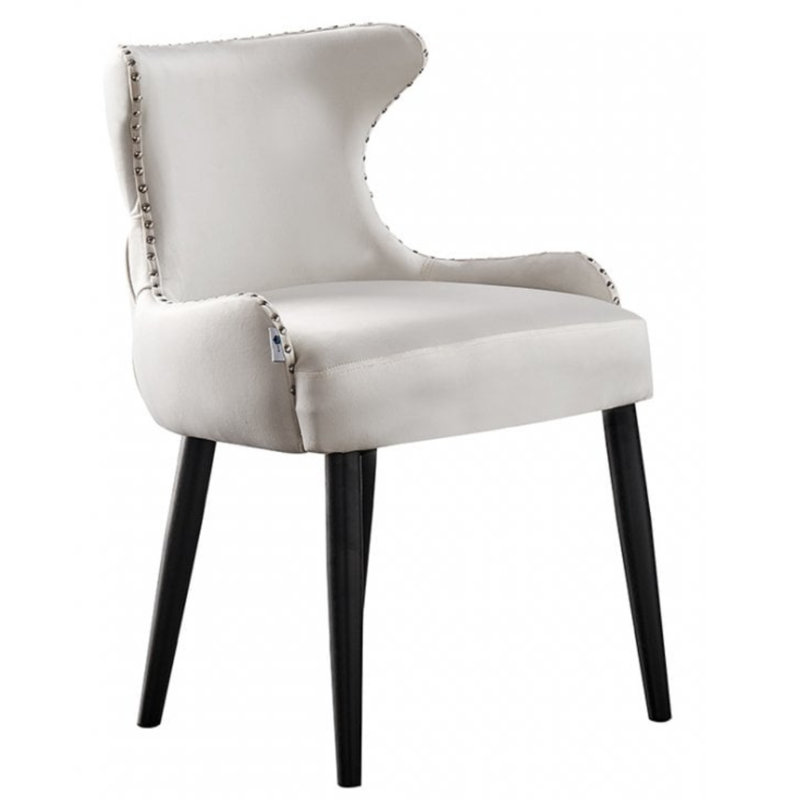 Ricky Modern Velvet Dining Chairs - Ergonomic Upholstered Curved Back with Solid Wooden Legs - Side Chair for Office Kitchen Living Room Dining Room