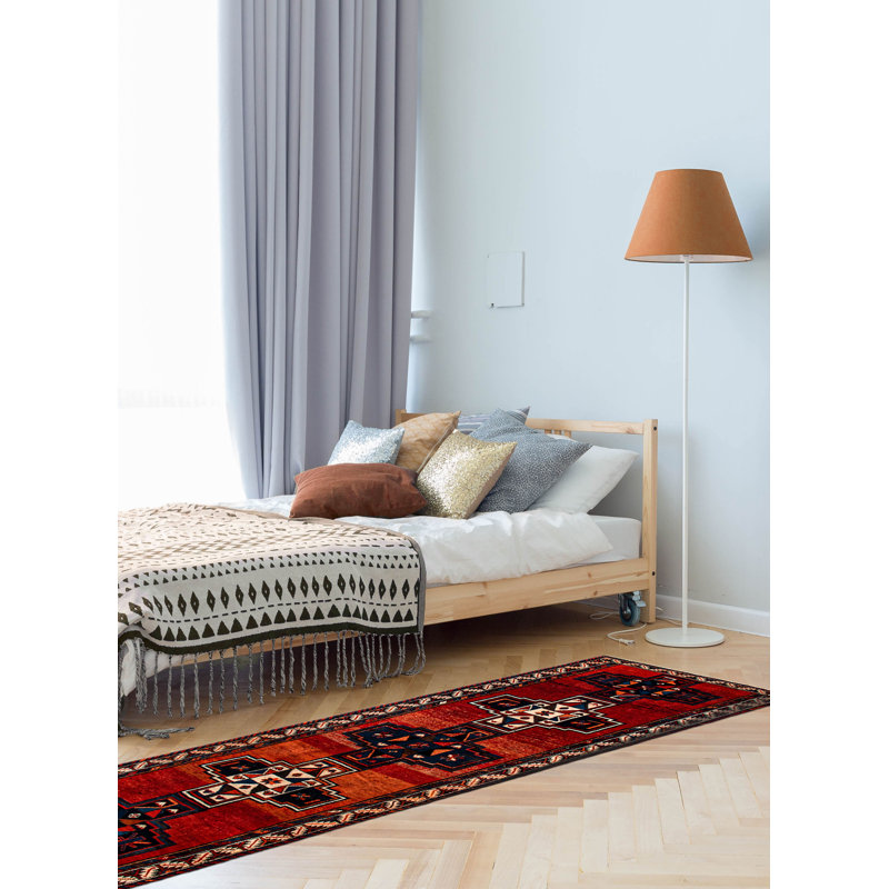 Tapis de couloir unique en laine 3 pi 7 po x 12 pi 8 po Ibin