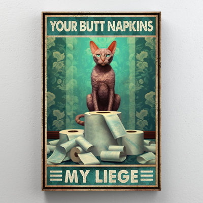 «Cat Your Bout Napkins My Liege», reproduction d'art graphique sur toile tendue