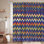 Rideau de douche à motif rétro à chevrons bleu marine et style rétro avec 12 crochets