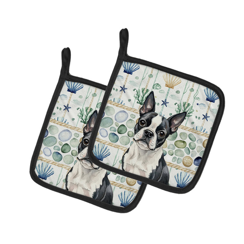 Paire de poignées en verre Boston Terrier