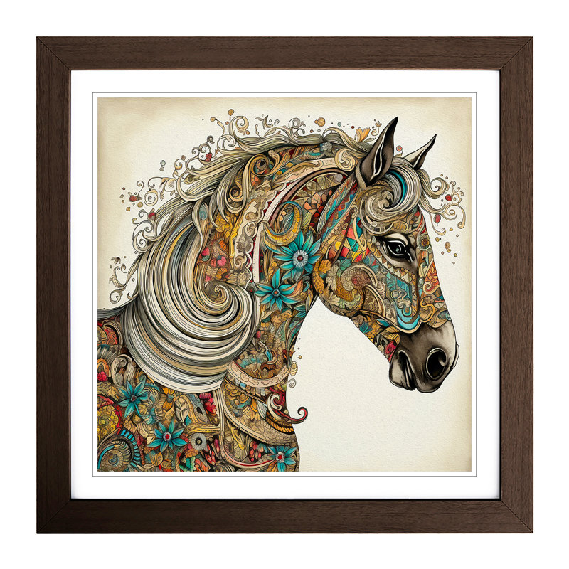 Horse Paisley No.2 - Framed Print, Walnut