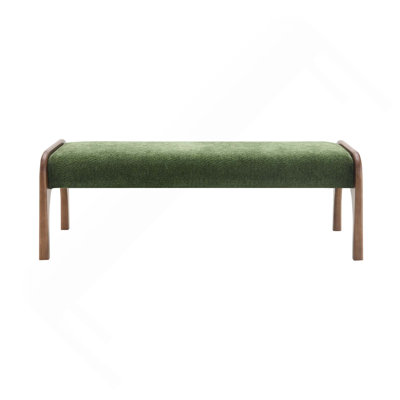 Modern 50.25 Inch Upholstered Long Bench With Rubber Wood Legs For Kitchen, Bedroom, Entryway