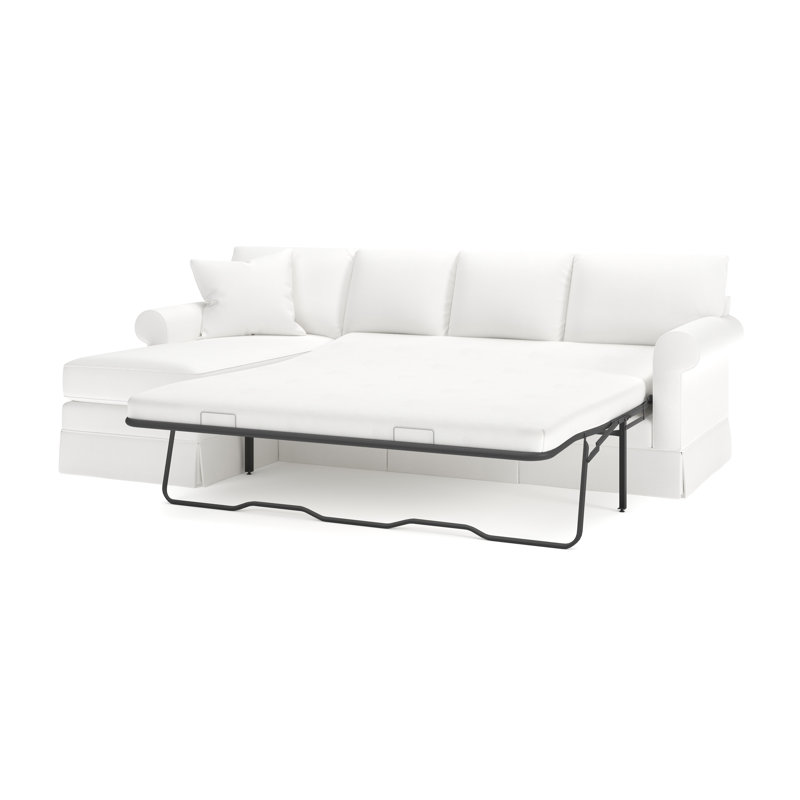Friedman 2 - Piece Upholstered Sleeper Sectional, Left Hand Facing, Bayou Off White Canvas