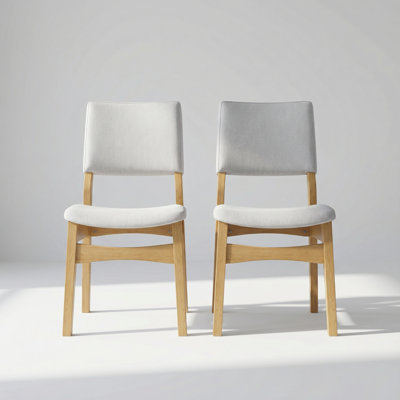 Set of 2 Upholstered Stackable Dining Chairs with Linen Fabric and Solid Wood Frame