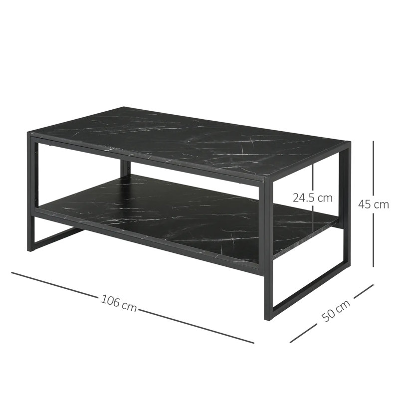 Clida Coffee Table with Storage, Black, Black