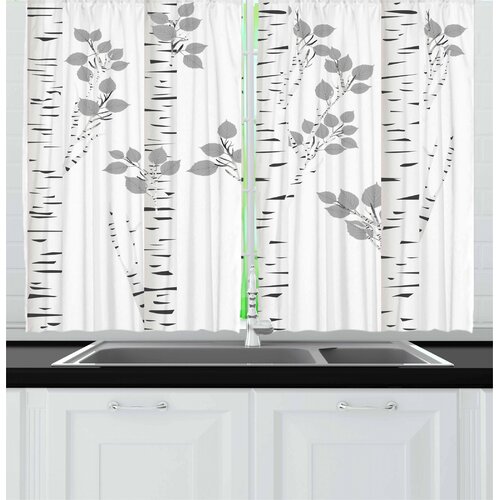 Bless international 2 Piece Birch Tree Kitchen Curtain | Wayfair