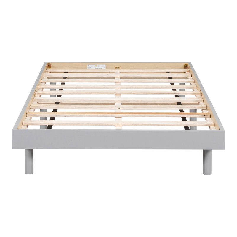 Modern Floating Platform Bed Frame, Gray, Twin