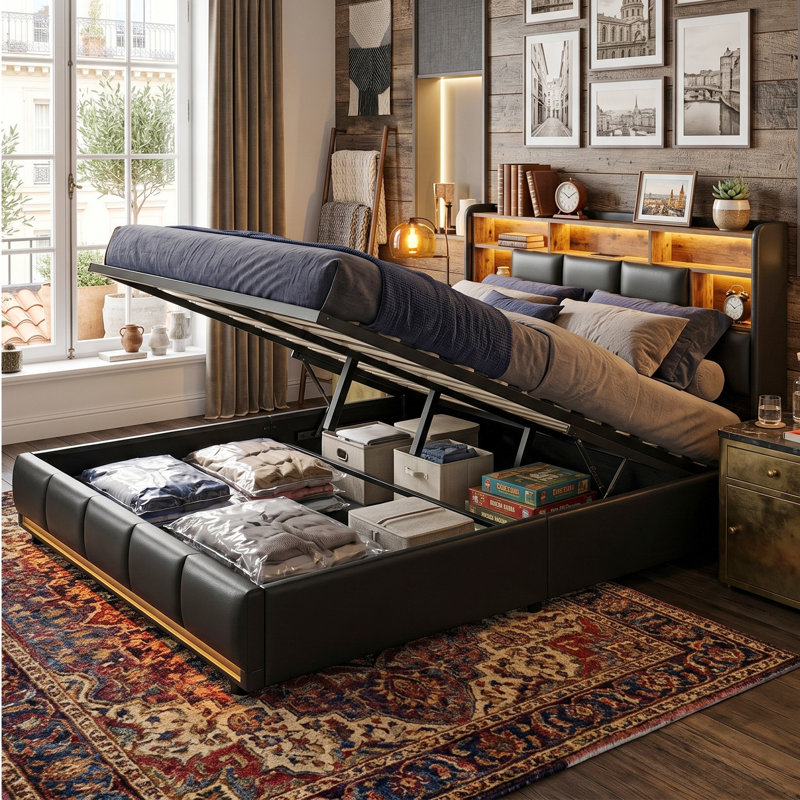 Upholstered Ottoman Bed, European Double (140 x 200 cm)