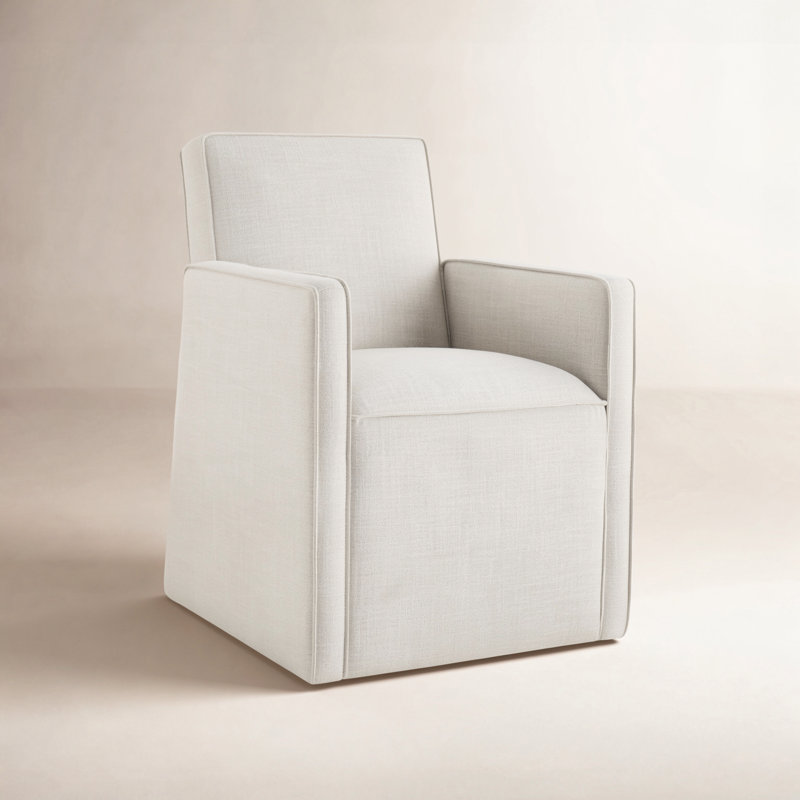 Henley Caster Wheel Dining Armchair, Performance Linen Effie Linen