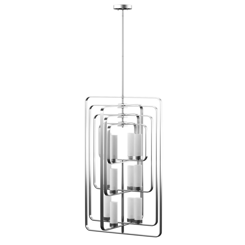 Lustre spectaculaire à 12 lumières Iniguez, Chrome