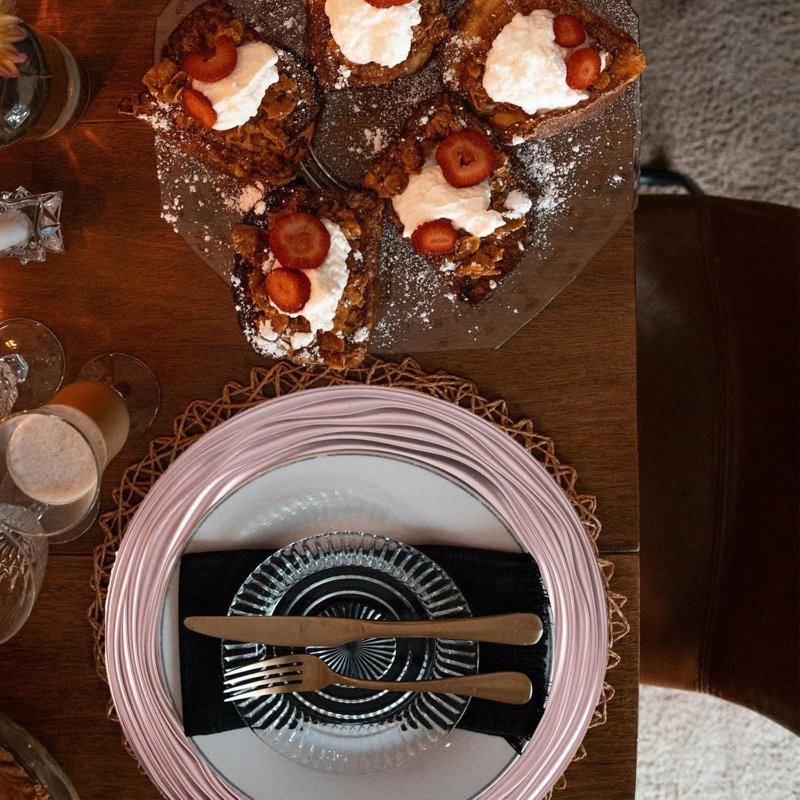 Striped Dinner Plate, Pink