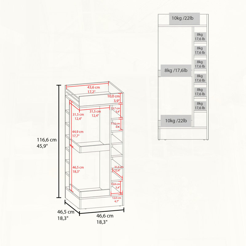 Armoire de bar d'angle à trois niveaux avec quatorze casiers à bouteilles de vin, Brown