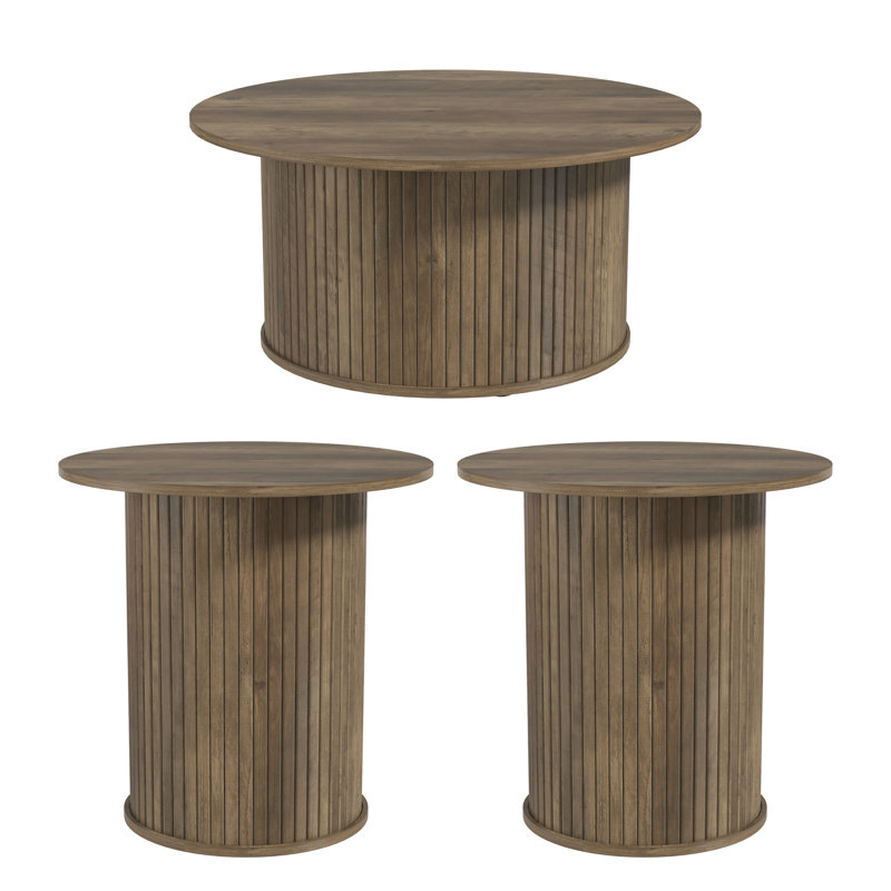 Aurel Modern 3 Piece Living Room Set, Oslo Oak