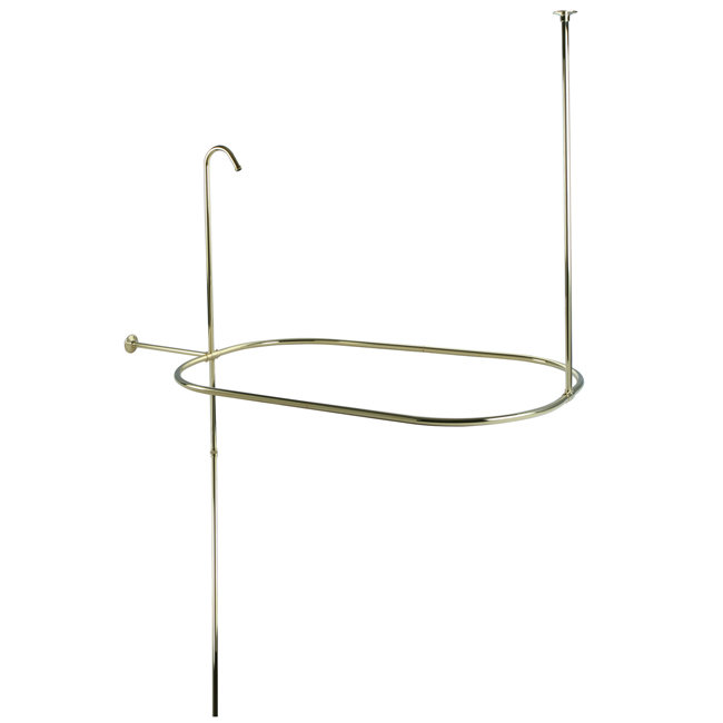 42" D-Shaped Fixed Shower Curtain Enclosure, Polished Chrome