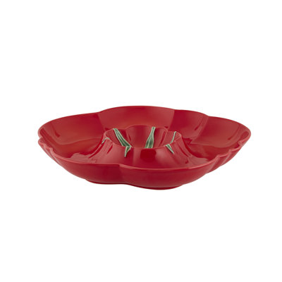 Tomato Earthenware Chips And Dip Platter