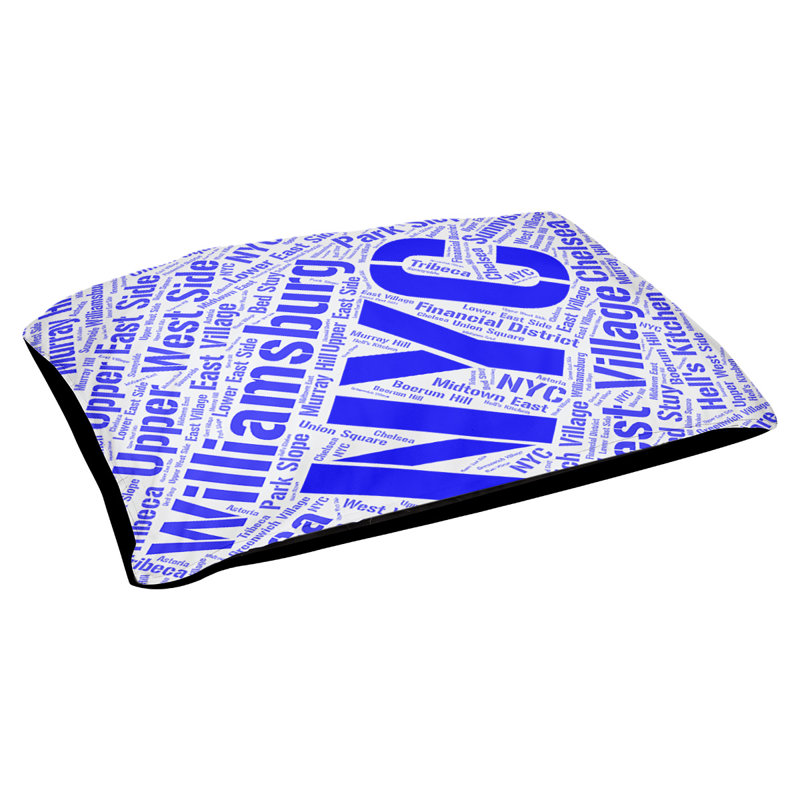 Coussin de chien « districts », Grand (l 40 po x P 30 po x H 14 po), Bleu, New York