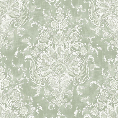 Laura Ashley Maddox Sage Green Wallpaper