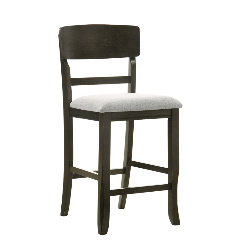 Chaises de salle à manger à hauteur de comptoir 2 pièces en brun avec siège rembourré et dossier courbé de style contemporain,